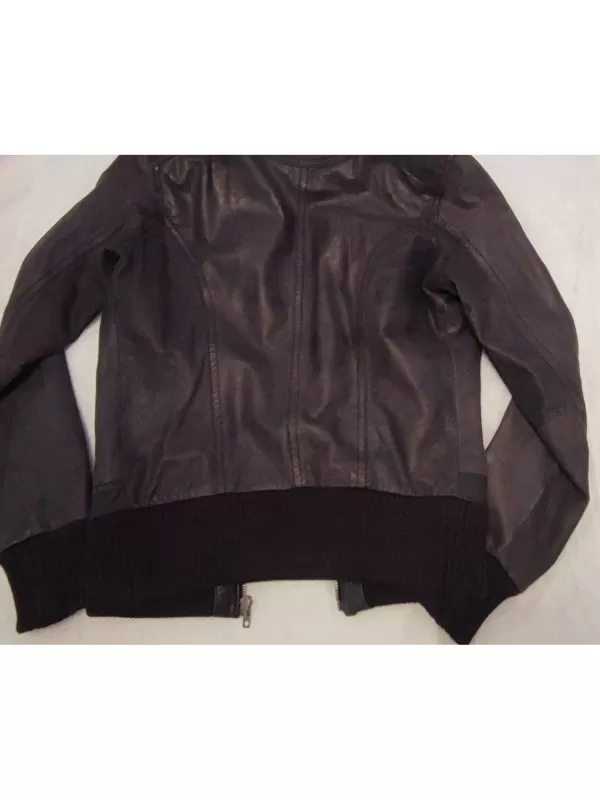 Geacă din piele Bershka EU 34 | Negru, Fără glugă, Piele naturală - Image 6