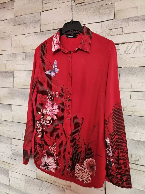Cămașă Desigual S | Roșu, Normal, Vâscoză - Image 5