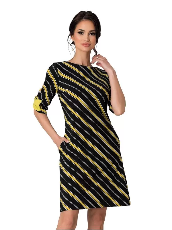 Rochie office MBG COLLECTION EU 48 | Galben, Midi