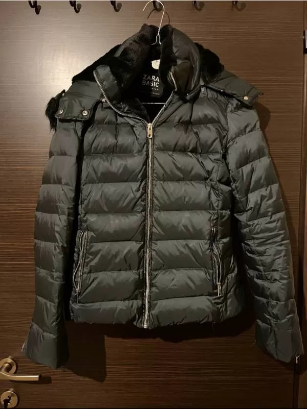 Geacă de iarnă Zara M | Verde, Cu glugă detașabilă - Image 2
