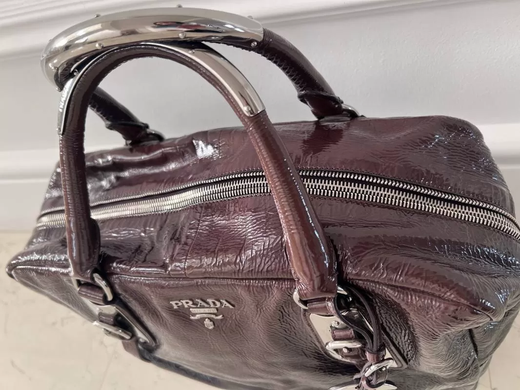 Geantă de mână Prada | Burgundy, Piele naturală - Image 8