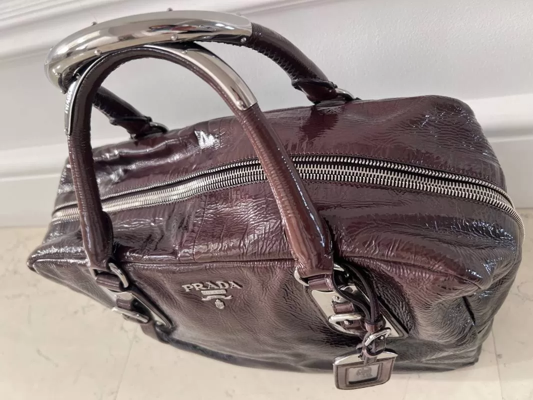 Geantă de mână Prada | Burgundy, Piele naturală - Image 4