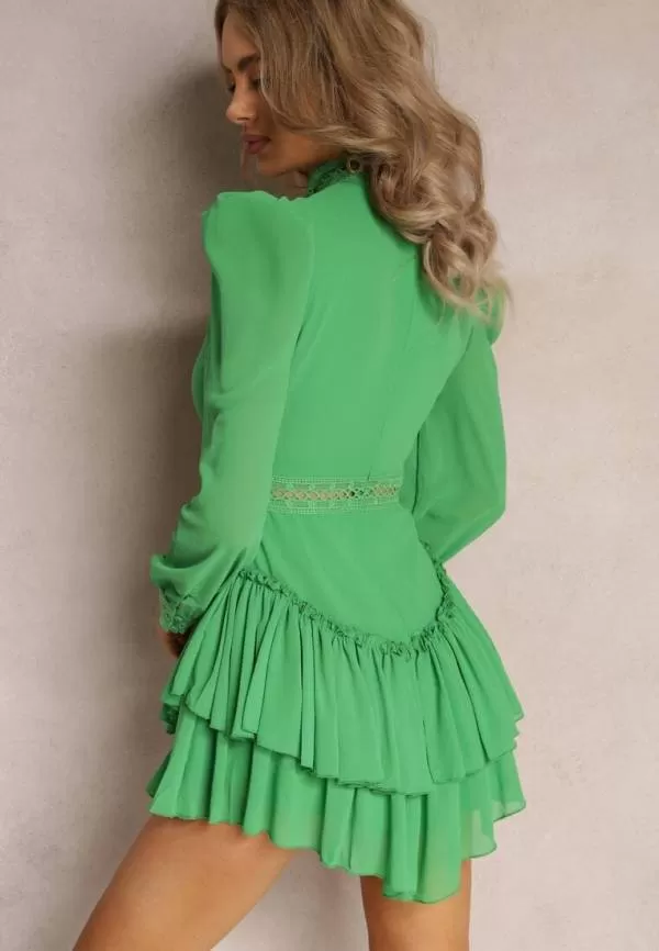 Rochie casual BORN2BE EU 38 | Verde, Mini, Poliester - Image 3