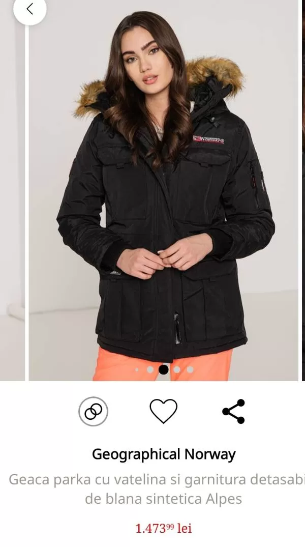 Geacă parka Geographical Norway M | Negru, Cu glugă detașabilă, Blană artificială - Image 9