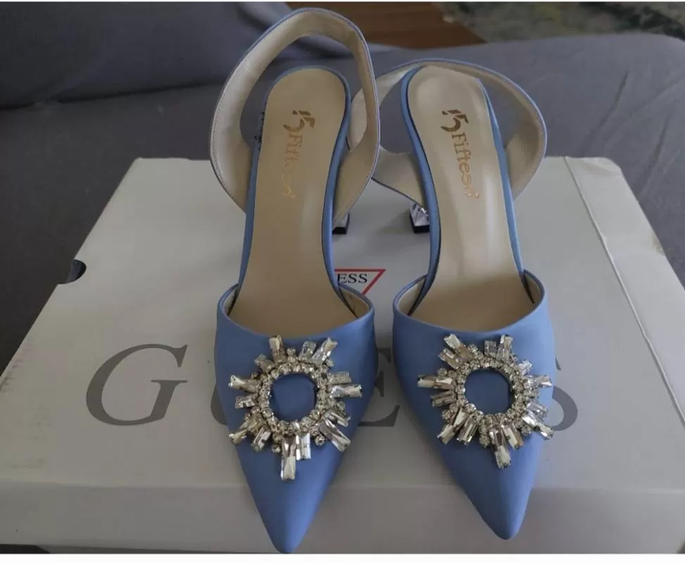 Sandale cu toc FIFTEEN EU 36 | Bleu, Piele ecologică - Image 4