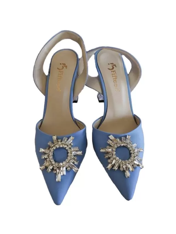 Sandale cu toc FIFTEEN EU 36 | Bleu, Piele ecologică