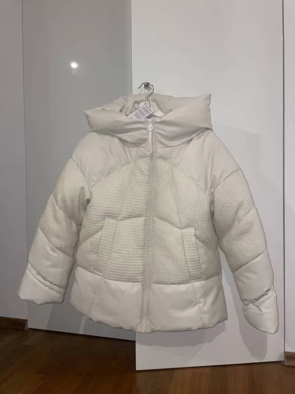 Geacă de iarnă Guess S | Crem, Cu glugă, Monocrom, Piele ecologică - Image 9