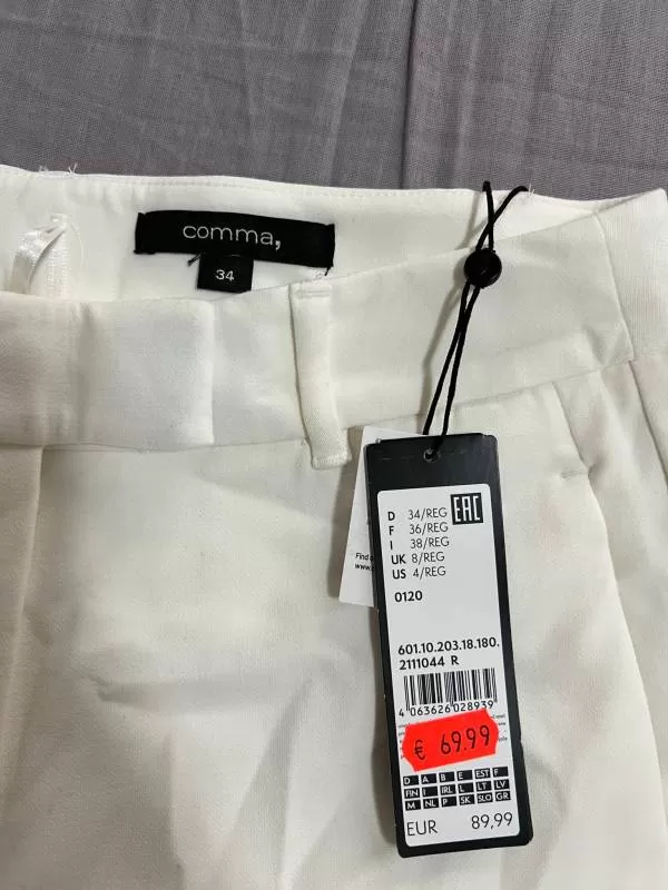 Pantaloni Comma EU 34 | Alb, Lungi, Poliester - Image 7