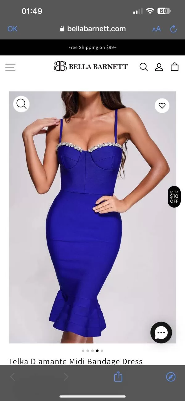 Rochie de seară Bella Barnett EU 36 | Albastru, Midi, Bretele subțiri, Elastan - Image 5
