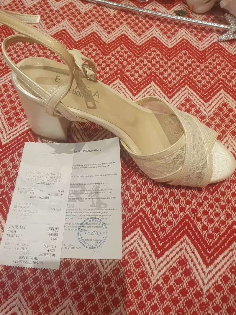 Sandale cu toc EPICA EU 39 | Alb, Piele naturală - Image 3