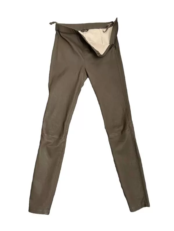 Pantaloni Massimo Dutti EU 36 | Maro, Lungi, Piele naturală
