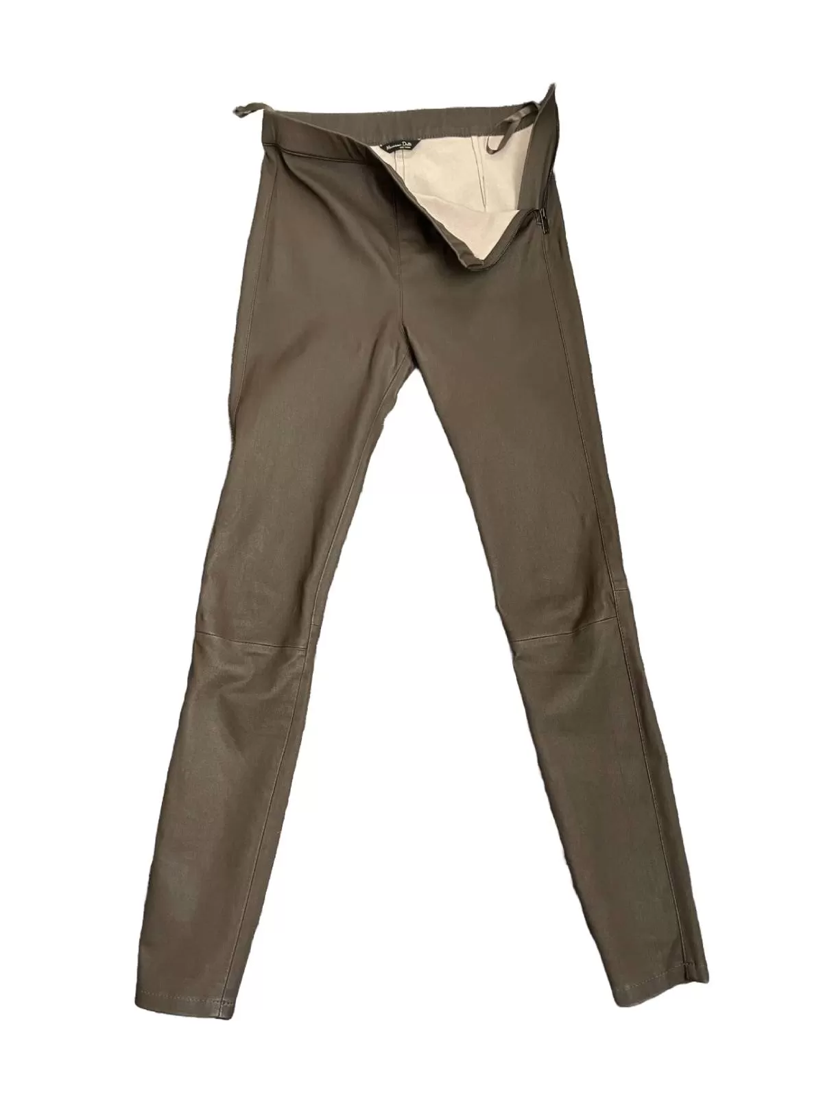 Pantaloni Massimo Dutti EU 36 | Maro, Lungi, Piele naturală