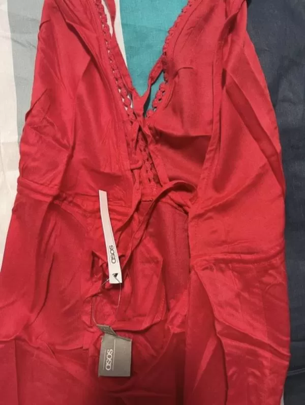 Salopetă ASOS XS | Roșu, Lungă, Poliester - Image 6