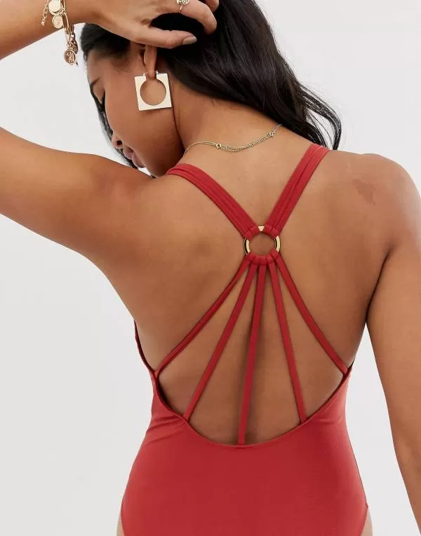 Costum de baie întreg ASOS S | Roșu, Poliester - Image 3