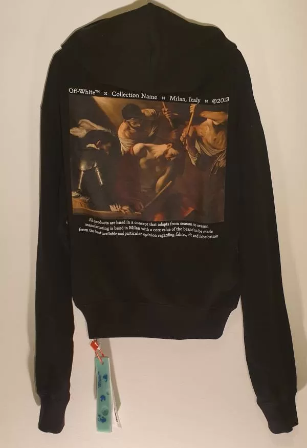Hanorac Off-White S | Negru, Normal, Bumbac - Image 3