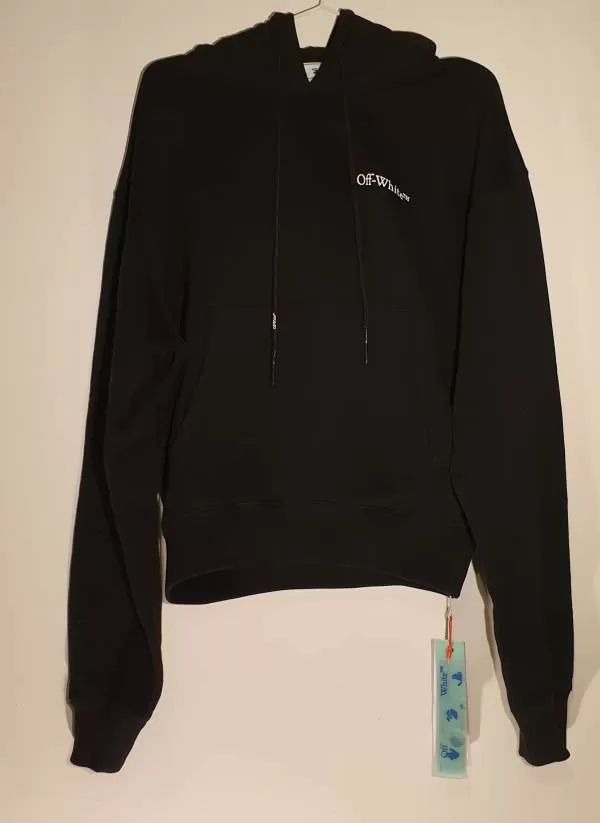 Hanorac Off-White S | Negru, Normal, Bumbac - Image 2