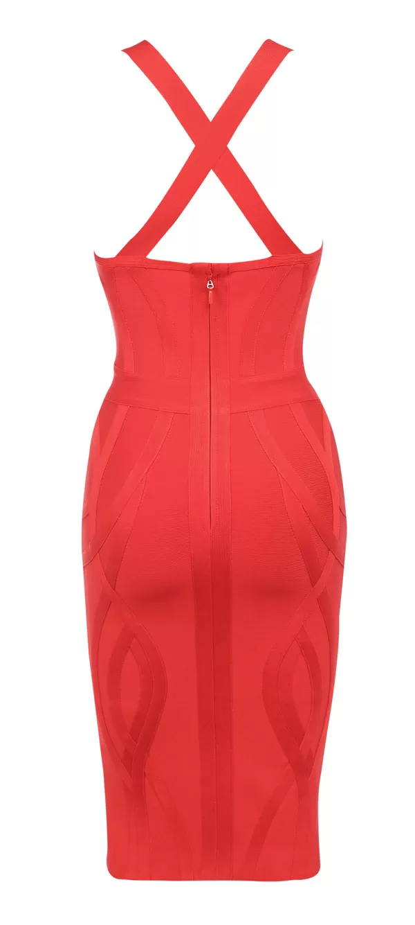 Rochie de seară HOUSE OF CB XS | Roșu, Midi - Image 3