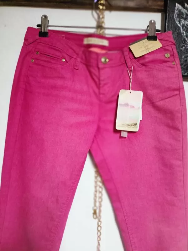 Blugi Bershka EU 36 | Fuchsia, Lungi, Bumbac - Image 2