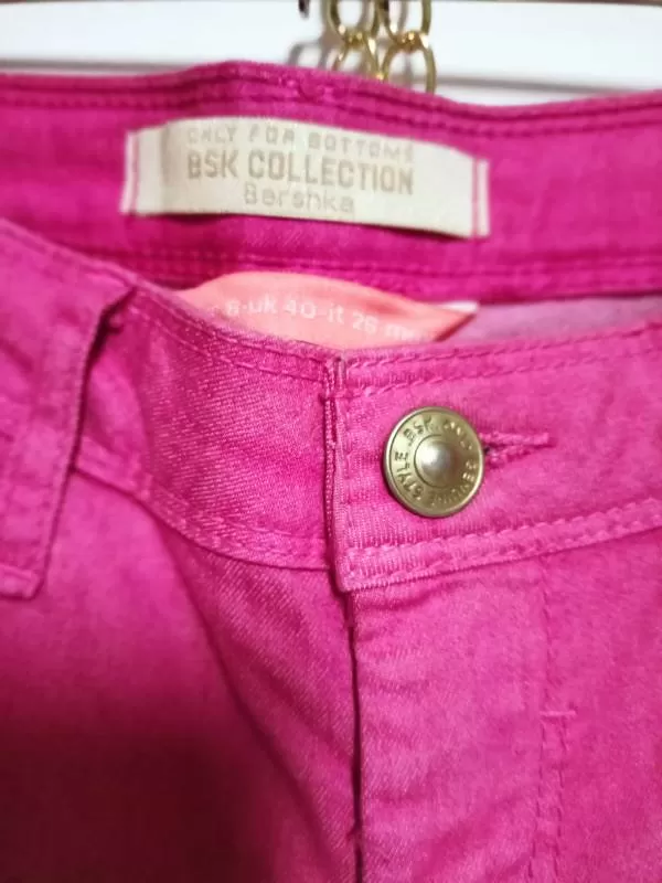 Blugi Bershka EU 36 | Fuchsia, Lungi, Bumbac - Image 3
