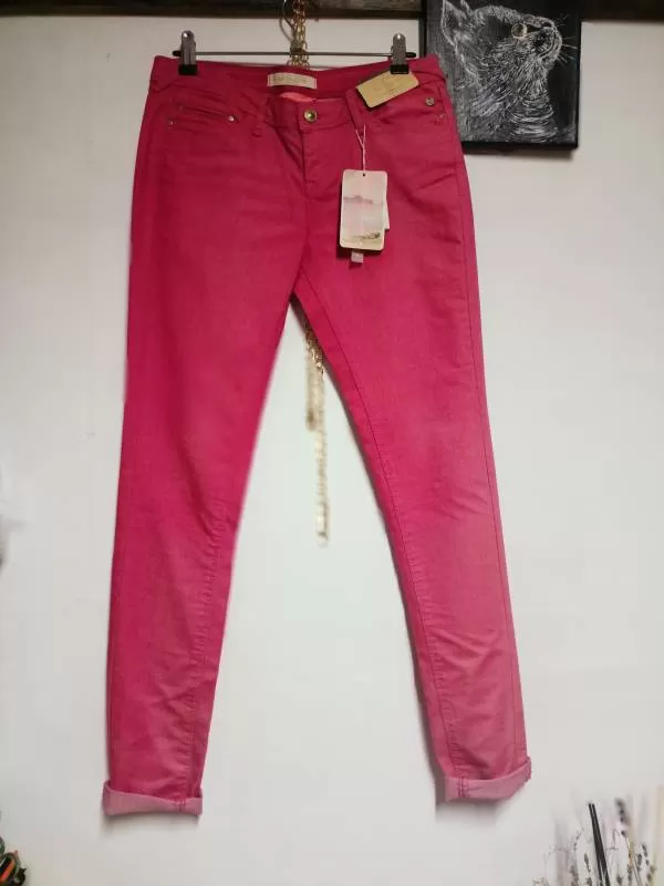 Blugi Bershka EU 36 | Fuchsia, Lungi, Bumbac - Image 9
