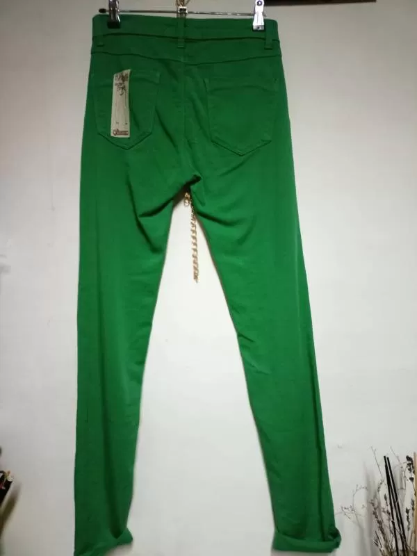 Blugi Stradivarius EU 34 | Verde, Lungi, Bumbac - Image 3