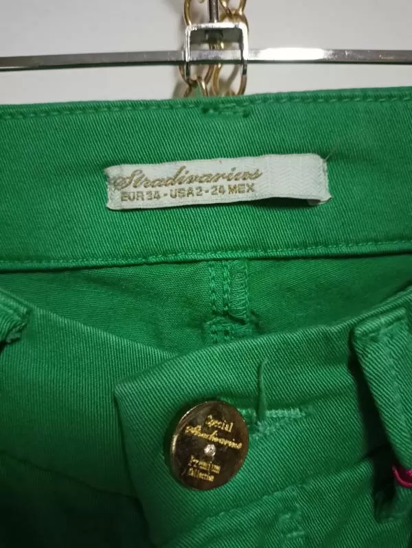 Blugi Stradivarius EU 34 | Verde, Lungi, Bumbac - Image 9
