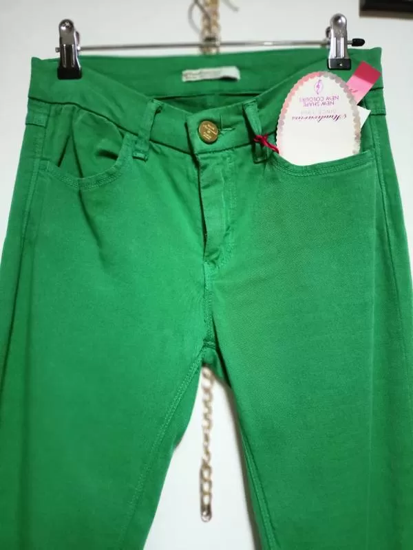 Blugi Stradivarius EU 34 | Verde, Lungi, Bumbac - Image 2