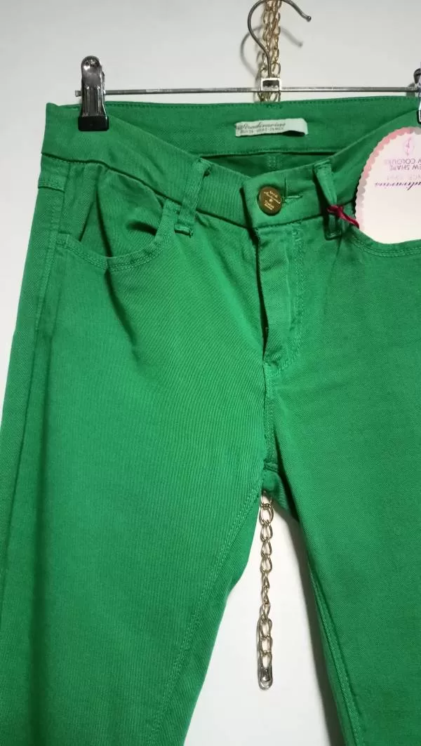 Blugi Stradivarius EU 34 | Verde, Lungi, Bumbac - Image 7
