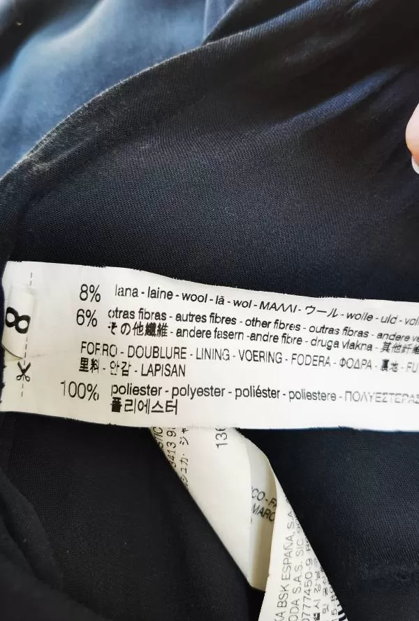 Palton lung Bershka S | Gri, Fără glugă, Carouri, Bumbac - Image 8