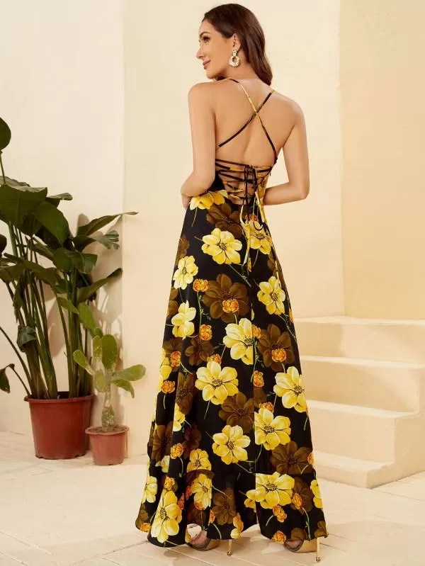 Rochie de seară Shein EU 38 | Galben, Maxi, Poliester - Image 3