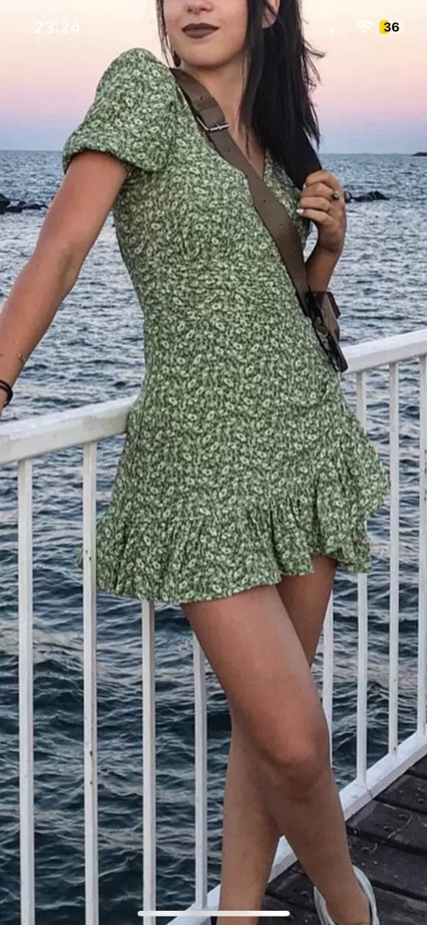 Rochie casual Stradivarius EU 36 | Verde, Mini - Image 6