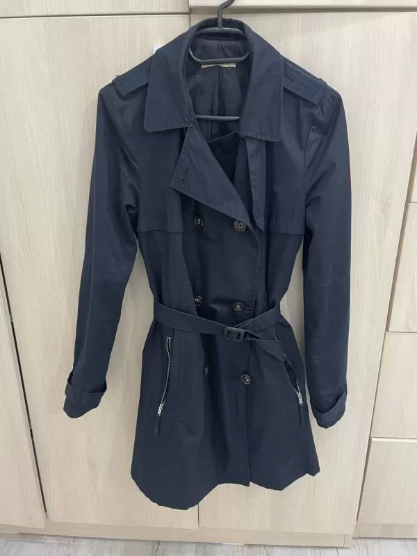 Trenci Bershka EU 36 | Albastru, Fără glugă, Monocrom - Image 2