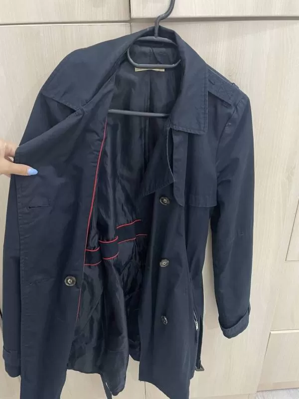 Trenci Bershka EU 36 | Albastru, Fără glugă, Monocrom - Image 4