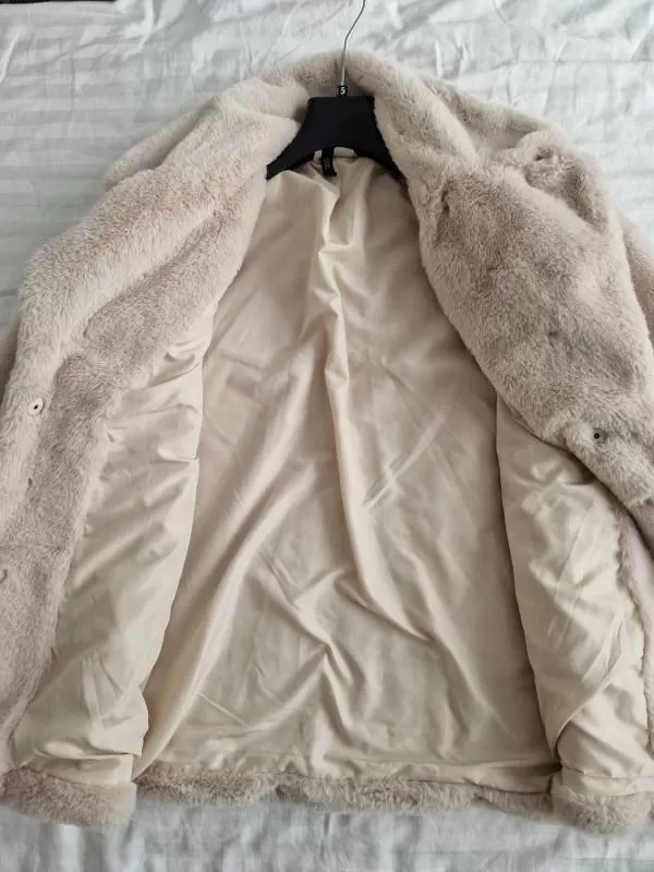 Geacă din blană H&M EU 38 | Bej, Fără glugă, Blană artificială - Image 3