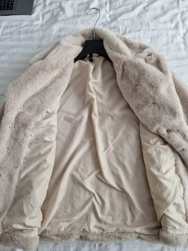 Geacă din blană H&M EU 38 | Bej, Fără glugă, Blană artificială - Image 4