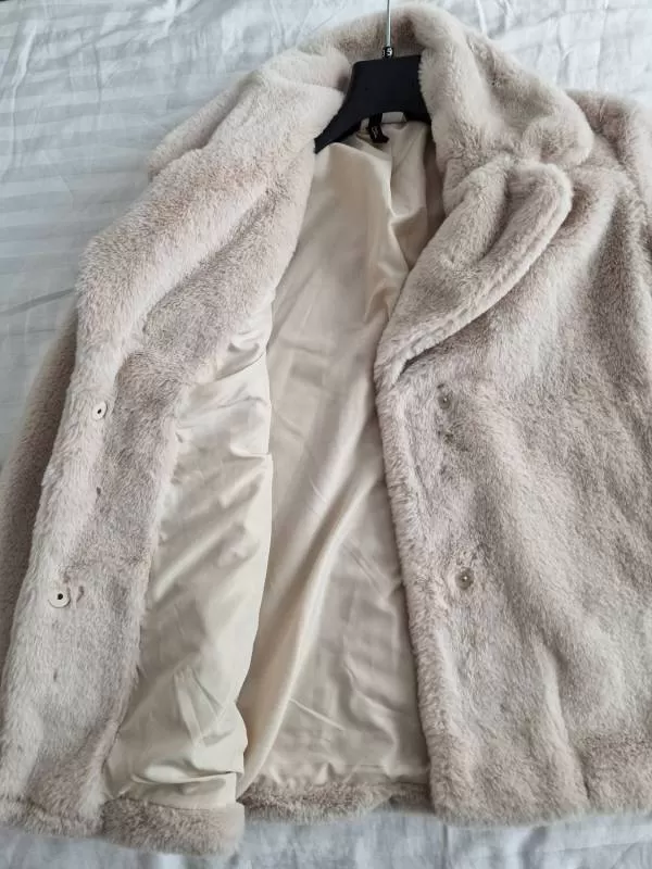 Geacă din blană H&M EU 38 | Bej, Fără glugă, Blană artificială - Image 5
