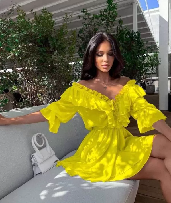 Rochie casual Issa Lush EU 38 | Galben, Mini, Poliester - Image 2