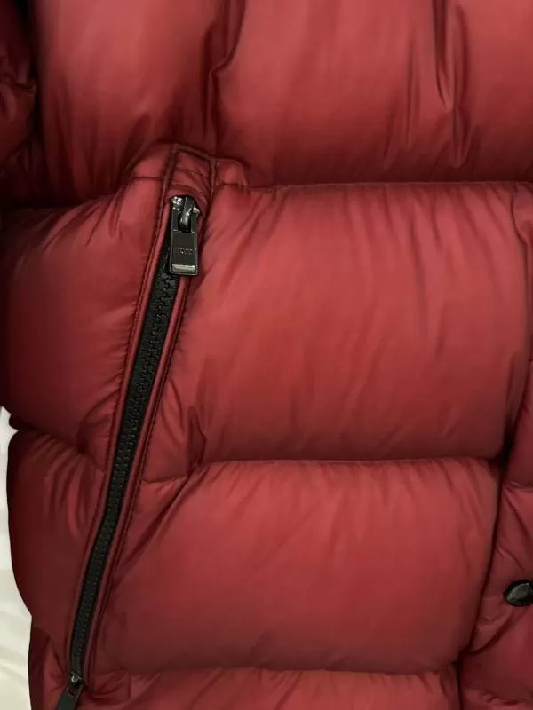 Geacă puffer BOSS EU 50 | Burgundy, Cu glugă, Monocrom, Poliamidă - Image 4