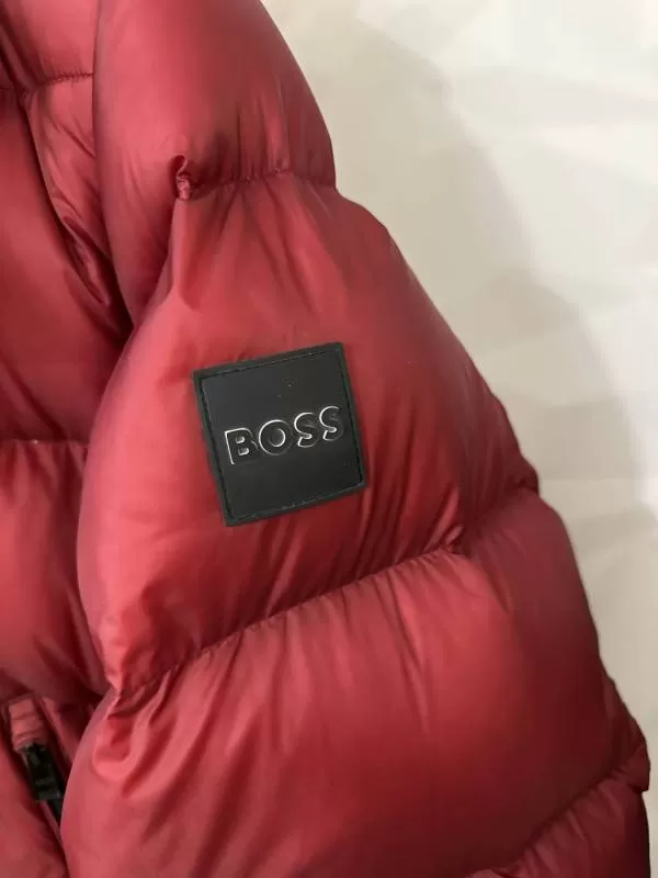 Geacă puffer BOSS EU 50 | Burgundy, Cu glugă, Monocrom, Poliamidă - Image 5