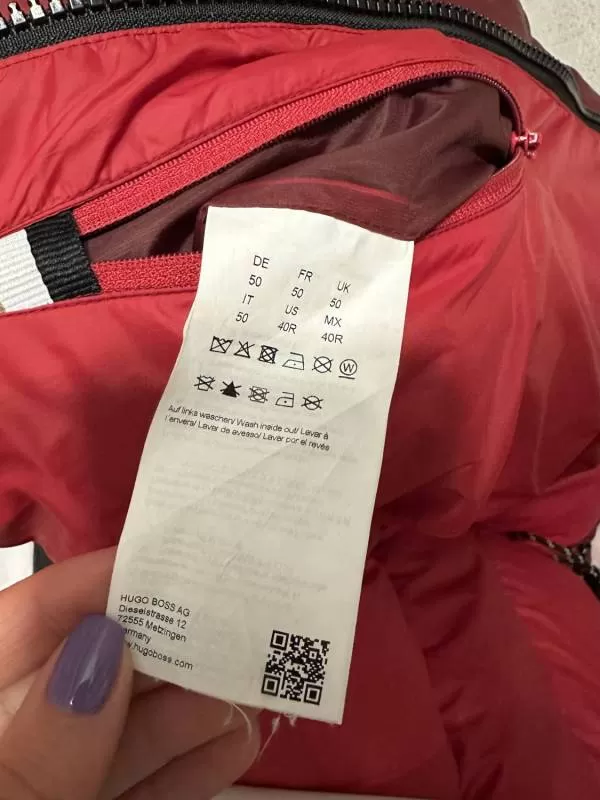 Geacă puffer BOSS EU 50 | Burgundy, Cu glugă, Monocrom, Poliamidă - Image 7