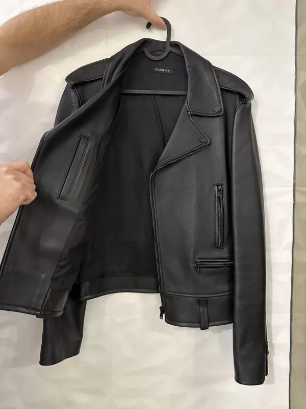 Geacă de piele Academia EU 50 | Negru, Fără glugă, Piele naturală - Image 3