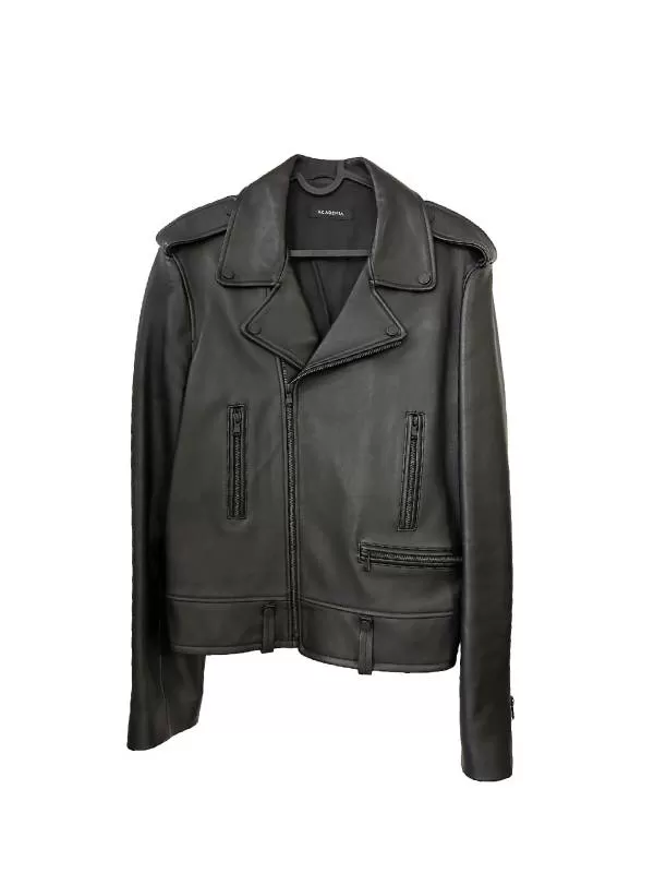 Geacă de piele Academia EU 50 | Negru, Fără glugă, Piele naturală