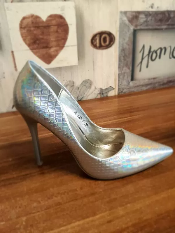 Pantofi cu toc înalt Small Swan EU 37 | Gri, Piele naturală - Image 12