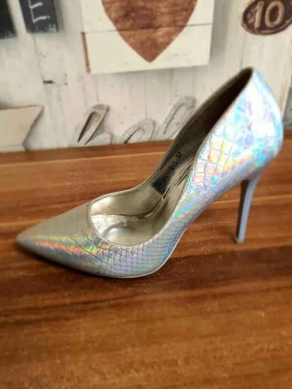 Pantofi cu toc înalt Small Swan EU 37 | Gri, Piele naturală - Image 4