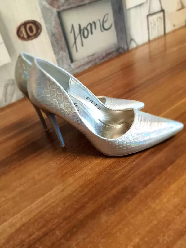 Pantofi cu toc înalt Small Swan EU 37 | Gri, Piele naturală - Image 5