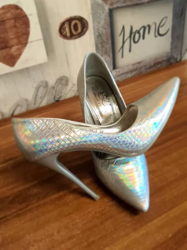 Pantofi cu toc înalt Small Swan EU 37 | Gri, Piele naturală - Image 6
