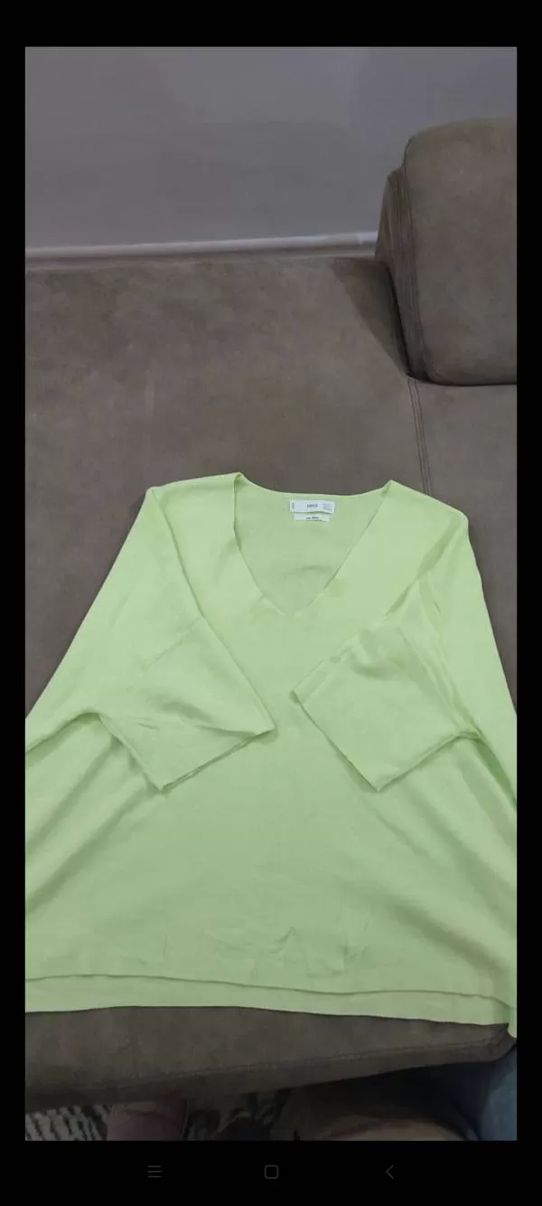 Bluză Mango S | Verde, Normal, Bumbac - Image 6
