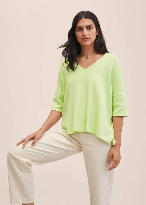 Bluză Mango S | Verde, Normal, Bumbac - Image 5