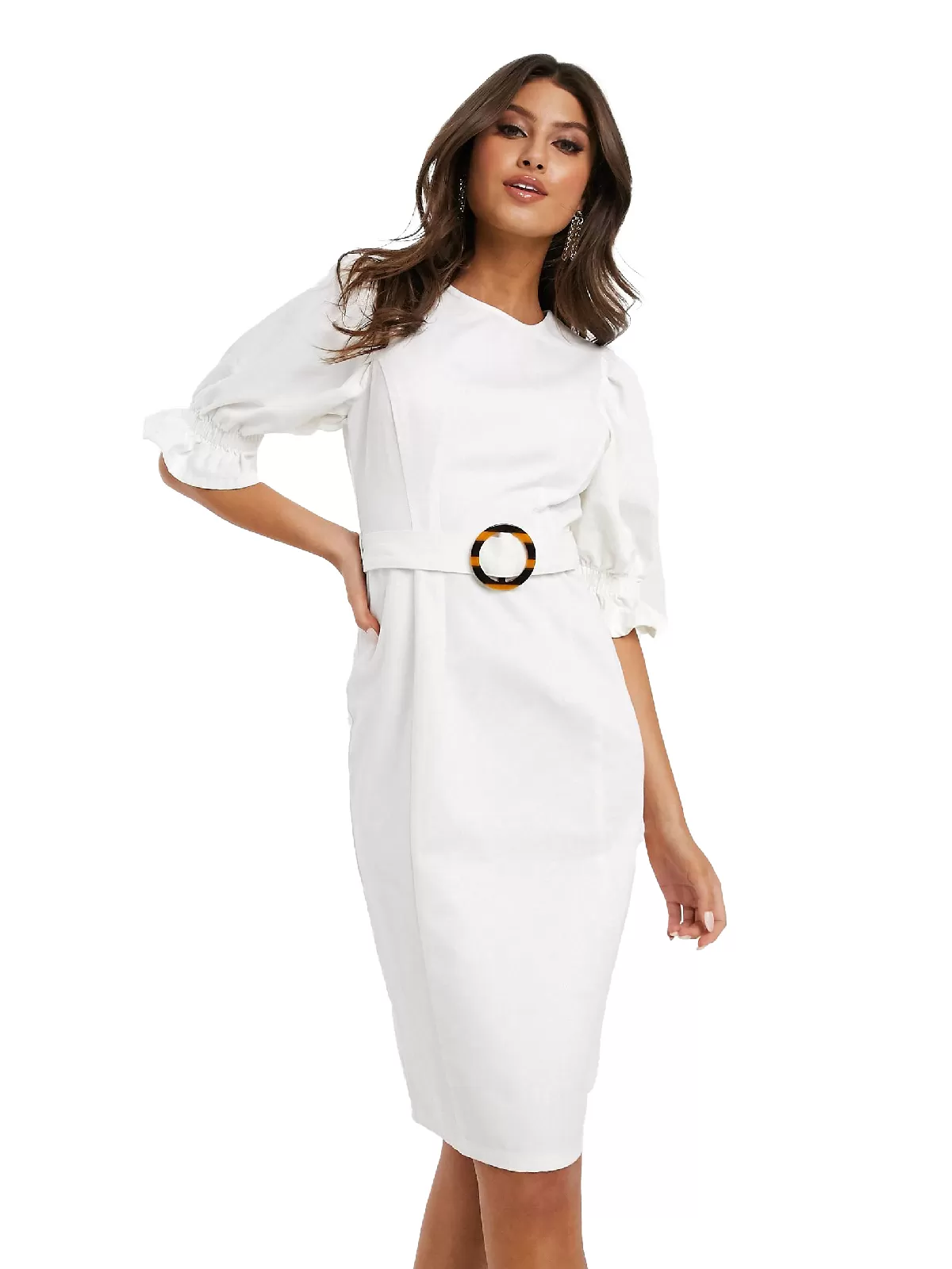 Rochie casual ASOS EU 34 | Alb, Midi, Denim