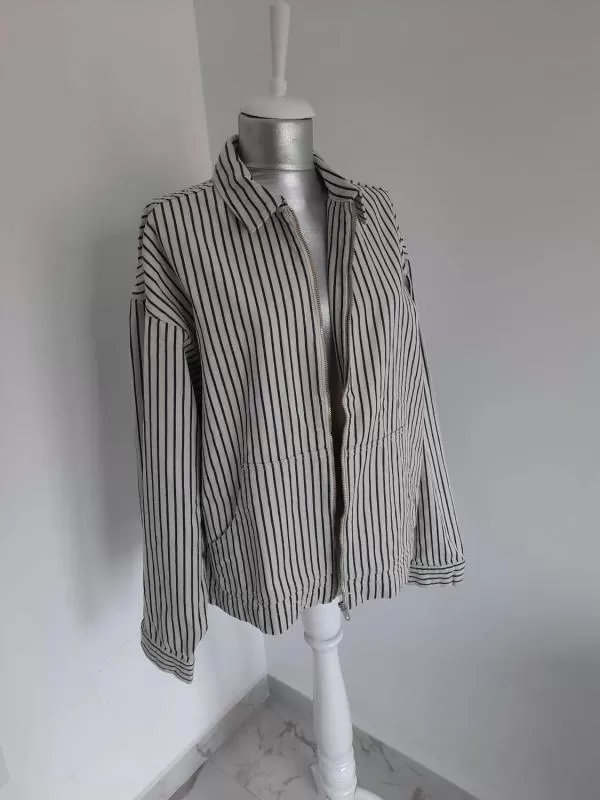 Jachetă Jack&Jones EU 40 | Alb, Fără glugă, Dungi, Bumbac - Image 2